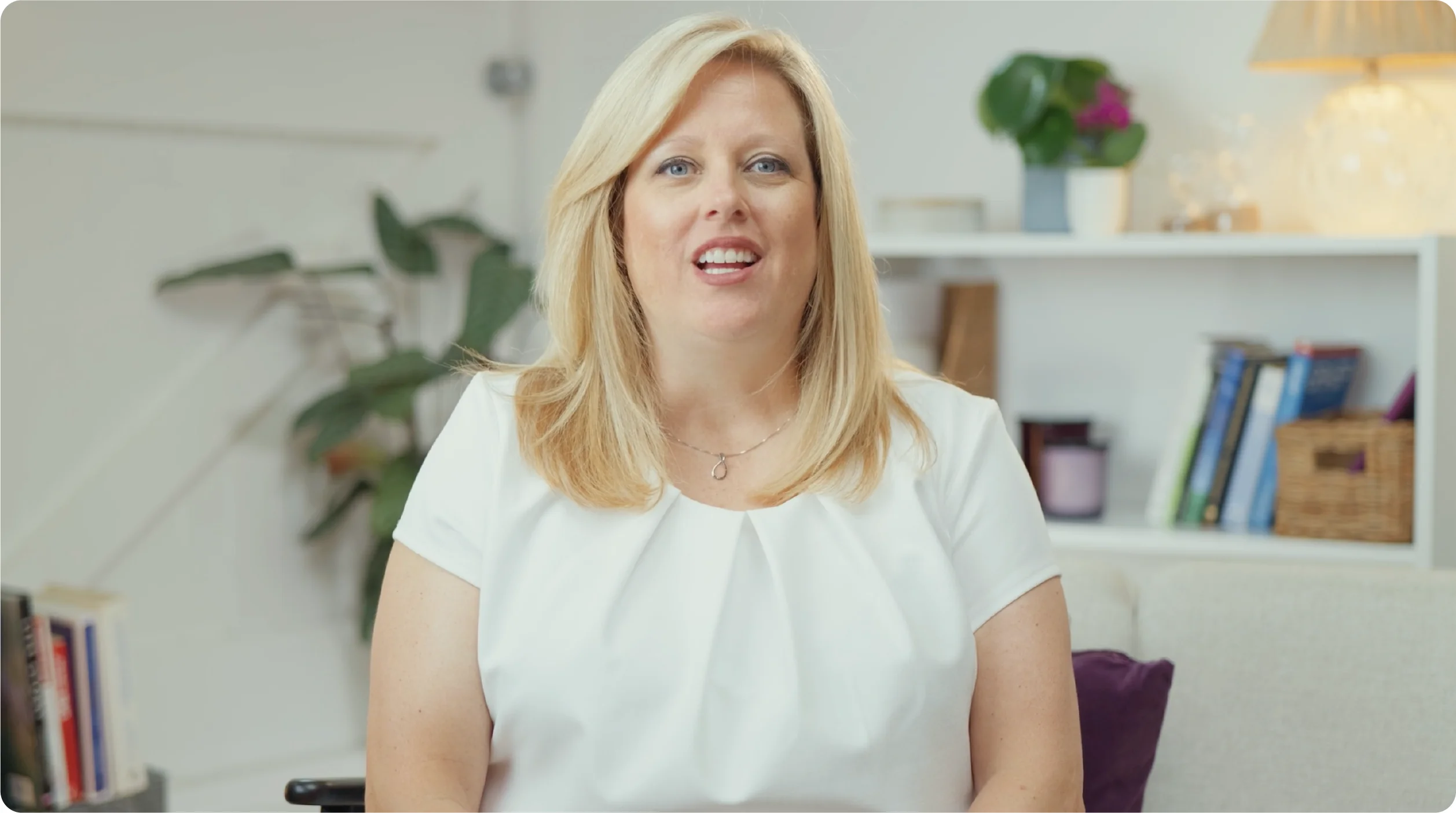 a woman with blonde hair